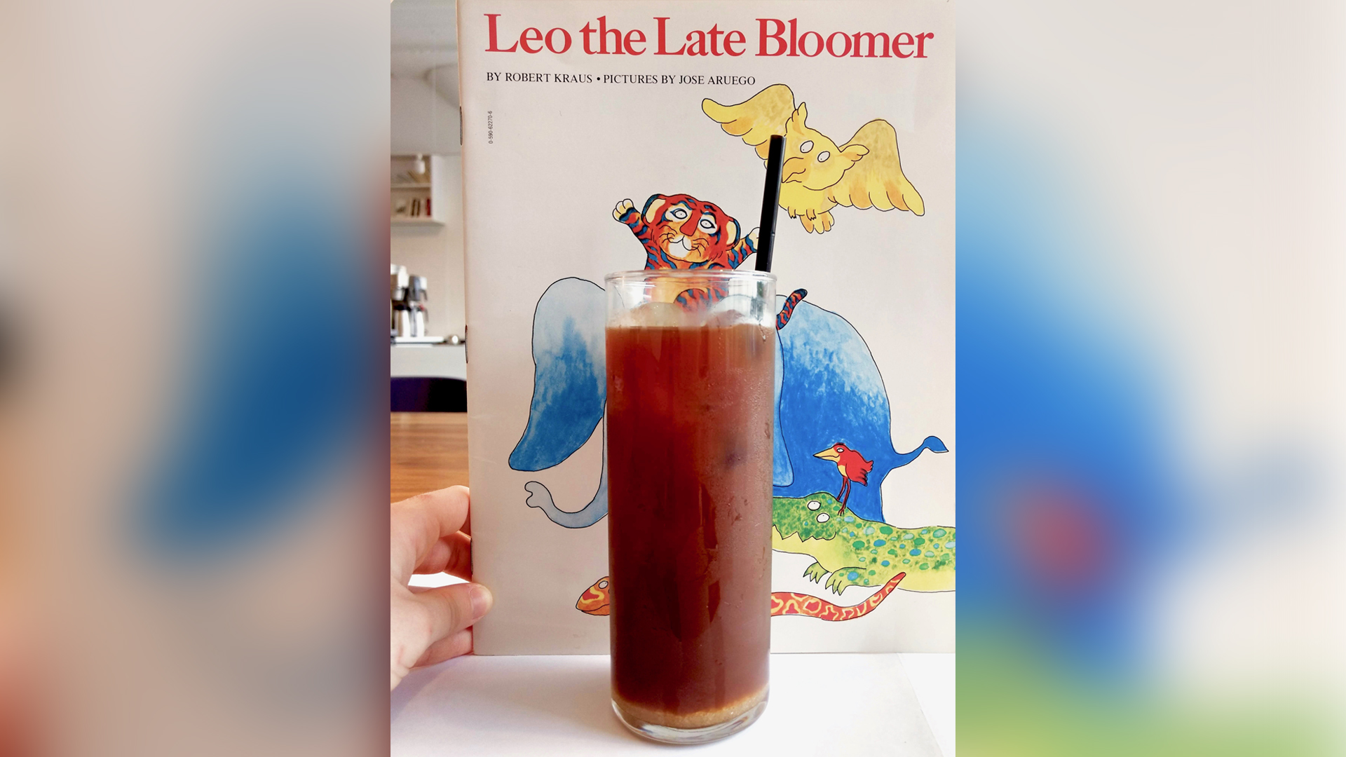 Caffeinated Curation featuing "Leo the Late Bloomer" by Robert Kraus and High Low barista Josie's Special Blueprint Coffee